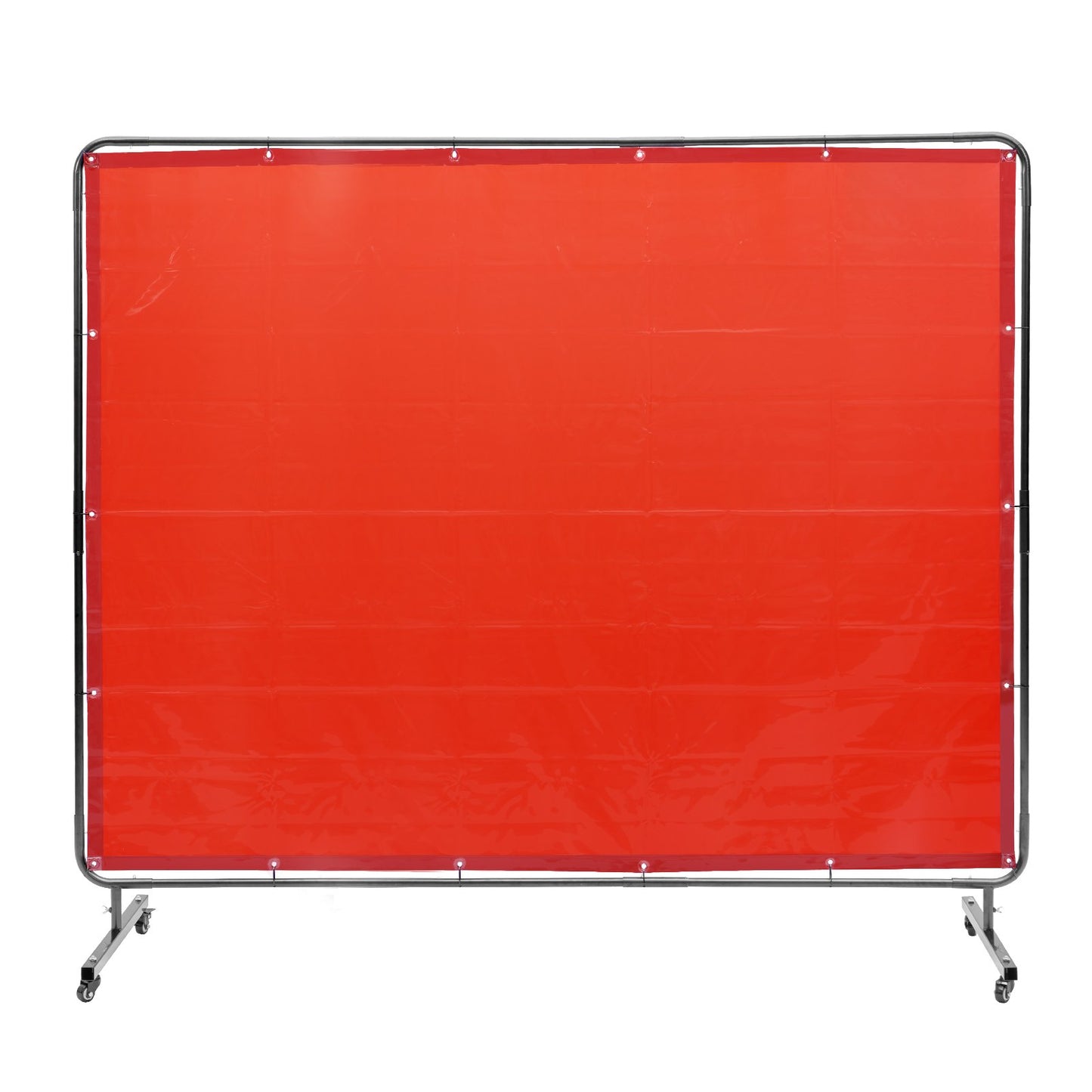 Svetsskärm med ram, 6' x 8' svetsgardinskärm, flamsäker vinylsvetsskyddsskärm på 4 svängbara hjul (2 låsbara), rörlig & professionell för verkstad/industri, röd