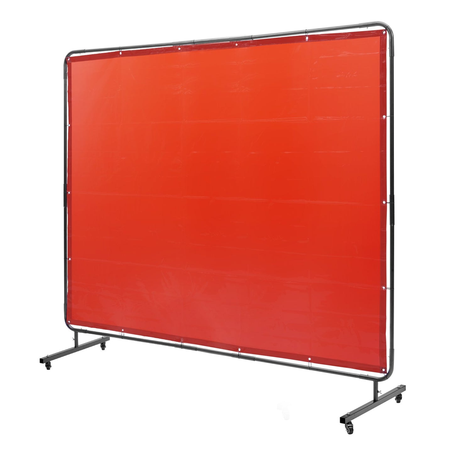 Svetsskärm med ram, 6' x 8' svetsgardinskärm, flamsäker vinylsvetsskyddsskärm på 4 svängbara hjul (2 låsbara), rörlig & professionell för verkstad/industri, röd
