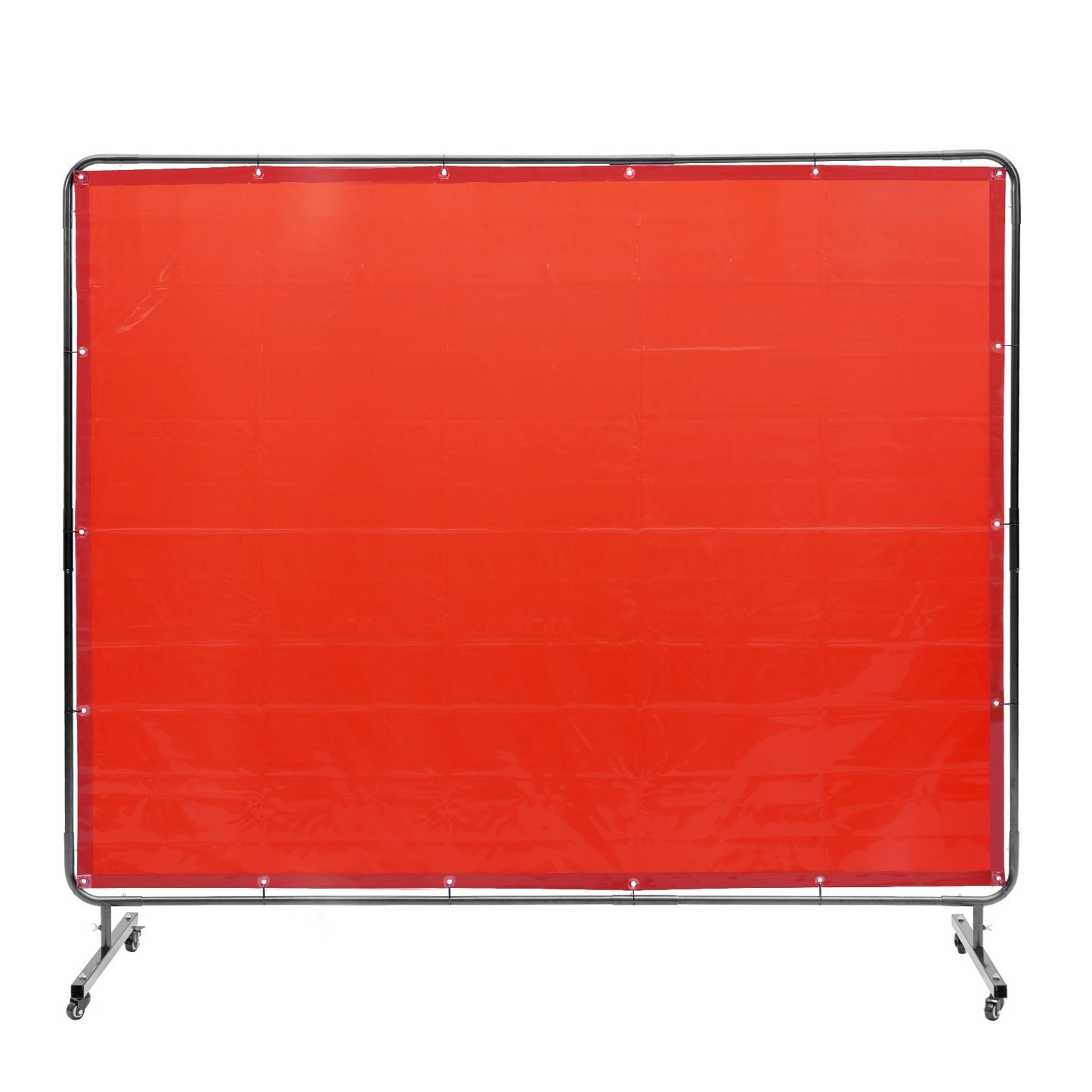Svetsskärm med ram, 6' x 8' svetsgardinskärm, flamsäker vinylsvetsskyddsskärm på 4 svängbara hjul (2 låsbara), rörlig & professionell för verkstad/industri, röd