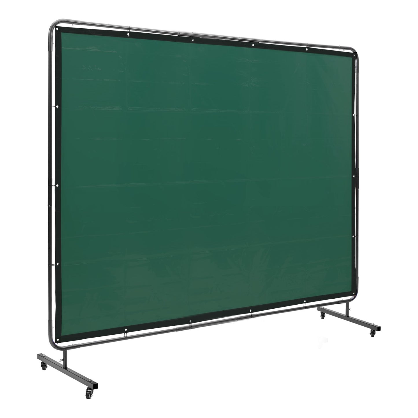 Svetsskärm med ram, 6' x 8' svetsgardinskärm, flamsäker vinylsvetsskyddsskärm på 4 svängbara hjul (2 låsbara), rörlig & professionell för verkstad/industri, grön