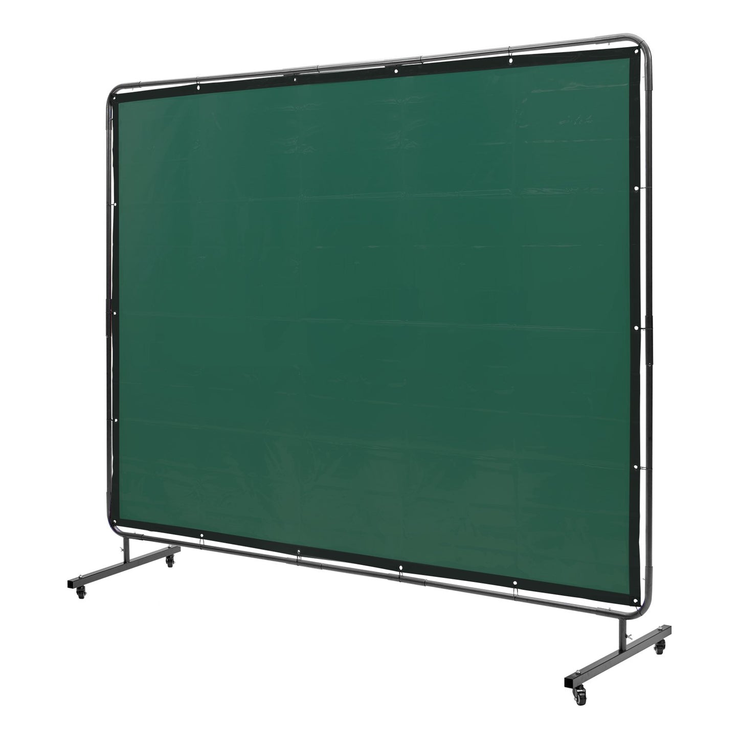 Svetsskärm med ram, 6' x 8' svetsgardinskärm, flamsäker vinylsvetsskyddsskärm på 4 svängbara hjul (2 låsbara), rörlig & professionell för verkstad/industri, grön