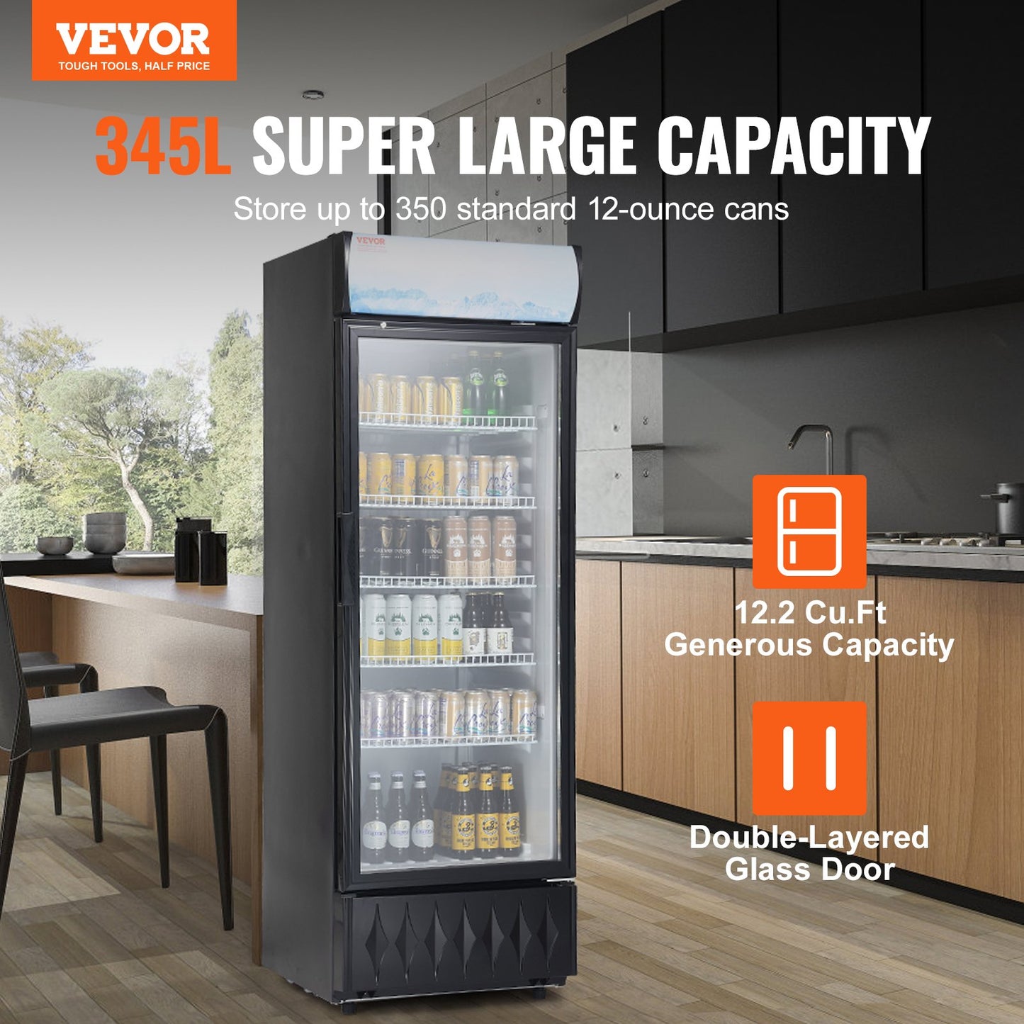 Kommerzieller Kühlschrank 12,2 Cu.Ft/345L mit 5 Regalen