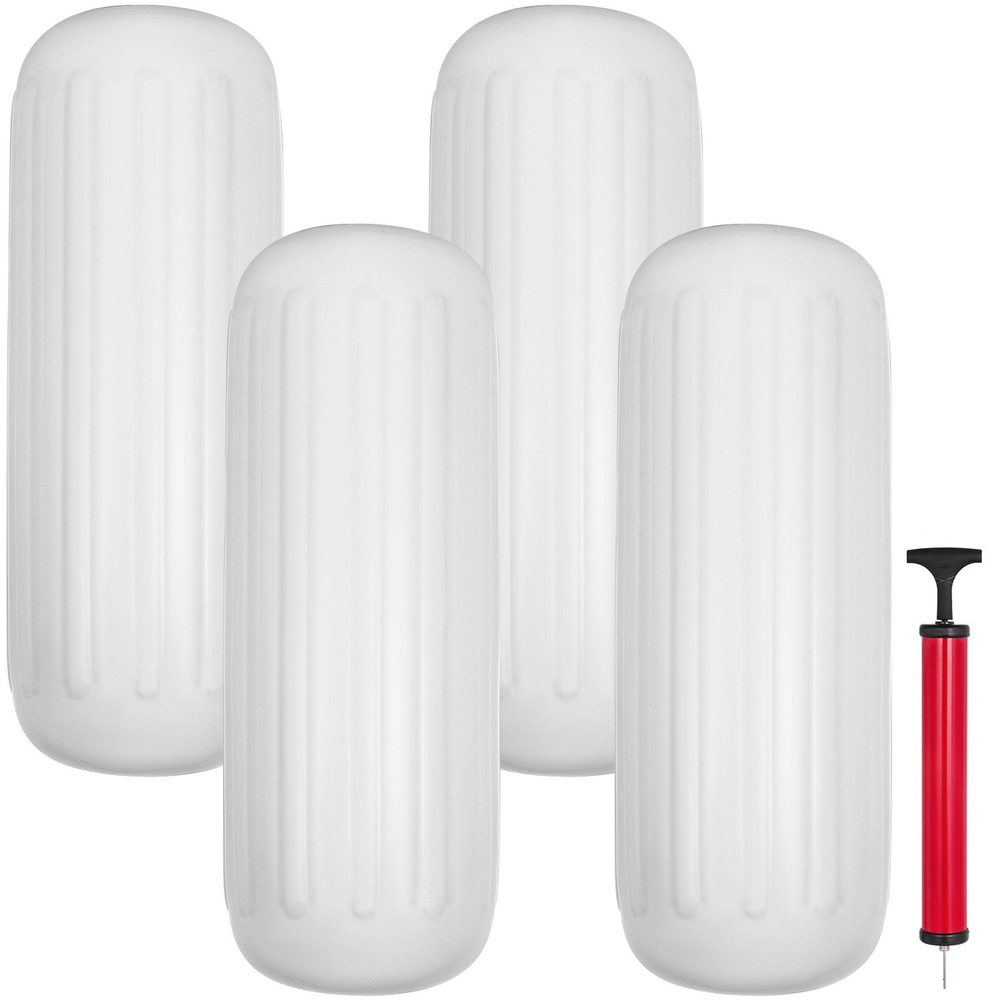 4 NYA Ribbade båtskärmar 10" x 28" Center Hole Bumpers Förtöjningsskydd