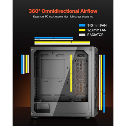 PC-chassi Full-Tower Gaming-datorchassi 3 x 140 mm PWM-fläktar för E-ATX-moderkort |  EU