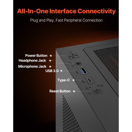 Mid-Tower ATX PC Gaming Chassin Datorchassi med 6 x 120 mm PWM ARGB-fläktar |  EU