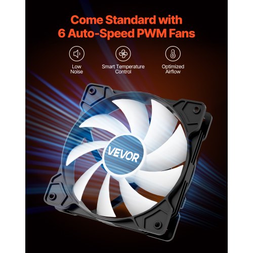 Mid-Tower ATX PC Gaming Chassin Datorchassi med 6 x 120 mm PWM ARGB-fläktar |  EU