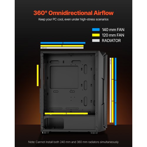 Mid-Tower ATX PC Gaming Chassin Datorchassi med 4 x 120 mm ARGB-fläktar |  EU