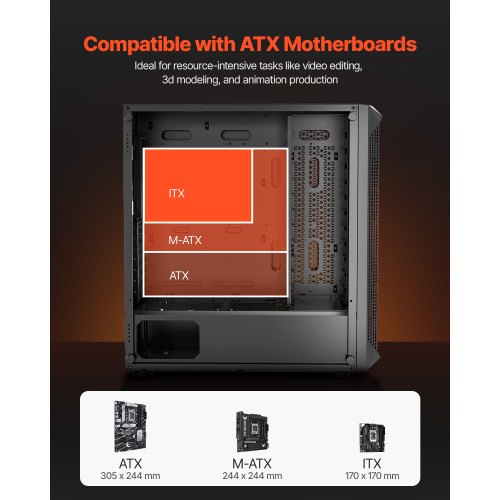 PC Gaming Case Midi Tower Computer Case 4 x 120 mm Fans for ATX/M-ATX/ITX | EU