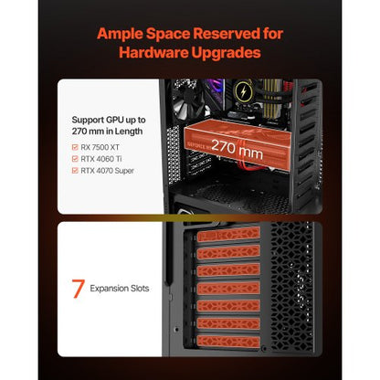 PC Gaming Case Midi Tower Computer Case 4 x 120 mm Fans for ATX/M-ATX/ITX | EU