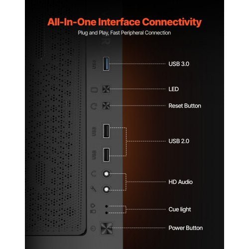 PC Gaming Case Midi Tower Computer Case 4 x 120 mm Fans for ATX/M-ATX/ITX | EU