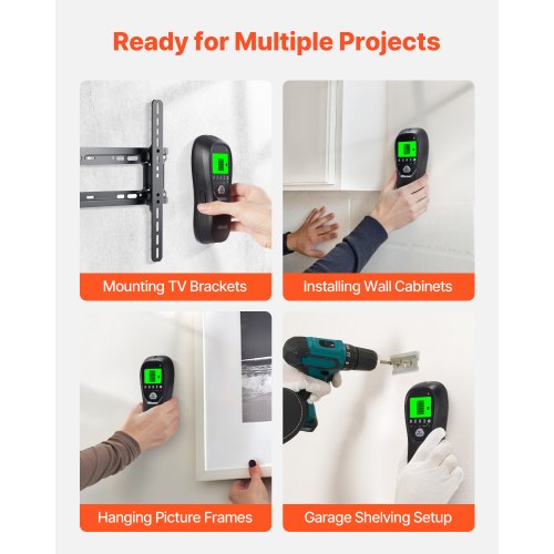 Regeldetektor Väggskanner, 5 i 1, Elektronisk Väggregeldetektor med Smart Sensor, HD LCD-Display och Ljudlarm, för mitten och kanten av metall, AC-ledning, Bjälkar, Rör, Svart |  EU