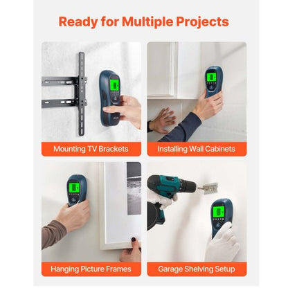 Regeldetektor Väggskanner, 5 i 1, Elektronisk Väggregeldetektor med Smart Sensor, HD LCD-Display och Ljudlarm, för mitten och kanten av metall, AC-ledning, Bjälkar, Rör, Blå |  EU