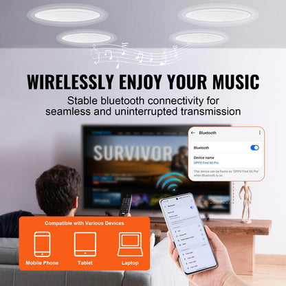 4 PC 6,5'' Bluetooth takhögtalare 150W infälld vägghögtalare