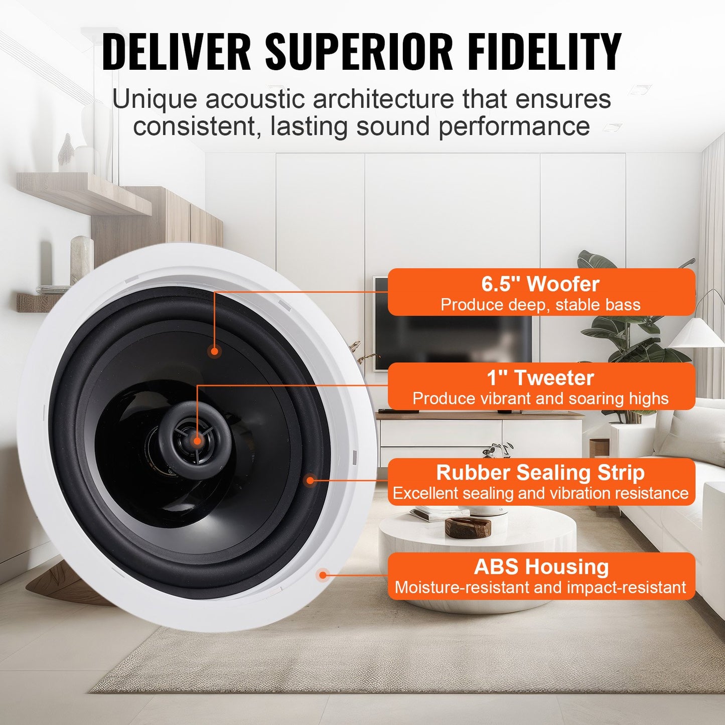 4 PC 6,5'' Bluetooth takhögtalare 150W infälld vägghögtalare