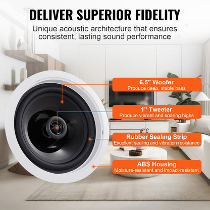 4 PC 6,5'' Bluetooth takhögtalare 150W infälld vägghögtalare