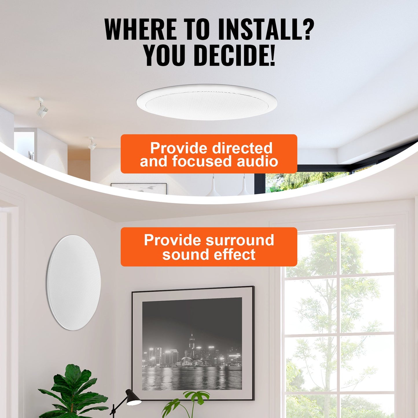8-inch ceiling speaker 200-watt recessed ceiling and wall speakers