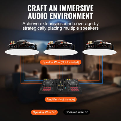 8-inch ceiling speaker 200-watt recessed ceiling and wall speakers