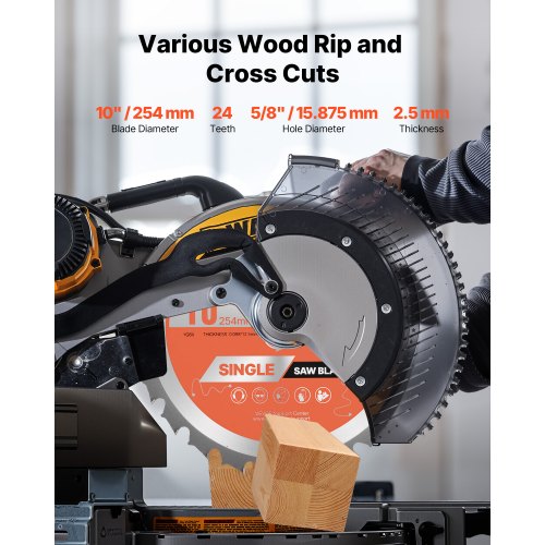 Cirkelsågblad, 254 mm diameter, 24 vassa legeringständer, 15,875 mm spindel, fin yta, Träsågblad för cirkelsåg, med ljudreducerande värmeventiler, för sågning av plywood, OSB, lövträ |  EU