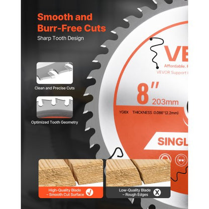 Cirkelsågblad, 203 mm diameter, 42 vassa legeringständer, 25,4 mm spindel, fin yta, Träsågblad för cirkelsåg, med ljudreducerande värmeventiler, för sågning av plywood, OSB och lövträ |  EU