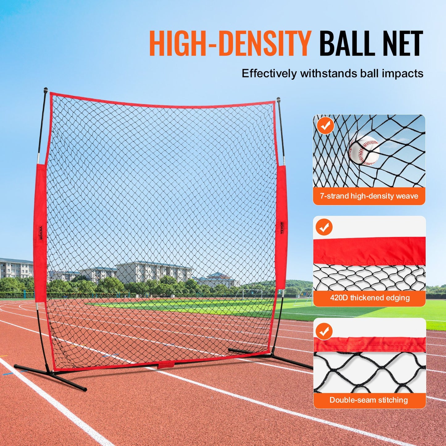 Barricade Backstop Net, 7x7 ft Ball Sports Barriärnät, Bärbar träningsutrustning med bärväska, Skyddsskärm för Baseball Softball Lacrosse Fotboll Hockeyträning, för bakgård