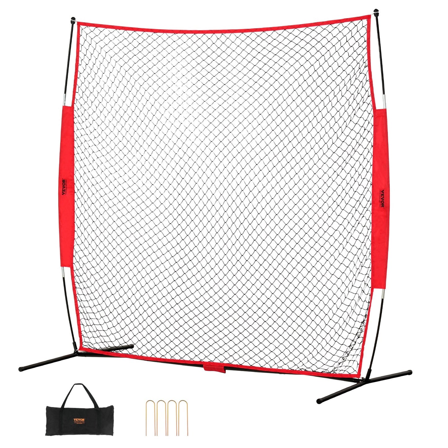Barricade Backstop Net, 7x7 ft Ball Sports Barriärnät, Bärbar träningsutrustning med bärväska, Skyddsskärm för Baseball Softball Lacrosse Fotboll Hockeyträning, för bakgård