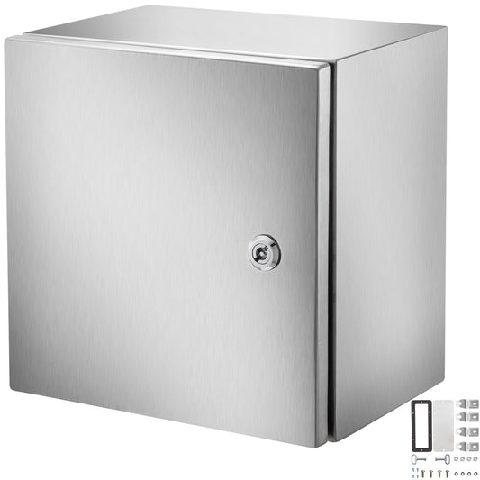 NEMA-Edelstahlgehäuse, 12 x 12 x 8 Zoll NEMA 4X Stahl-Schaltkasten, IP66 wasser- und staubdicht, Außen-/Innen-Anschlusskasten, mit Montageplatte