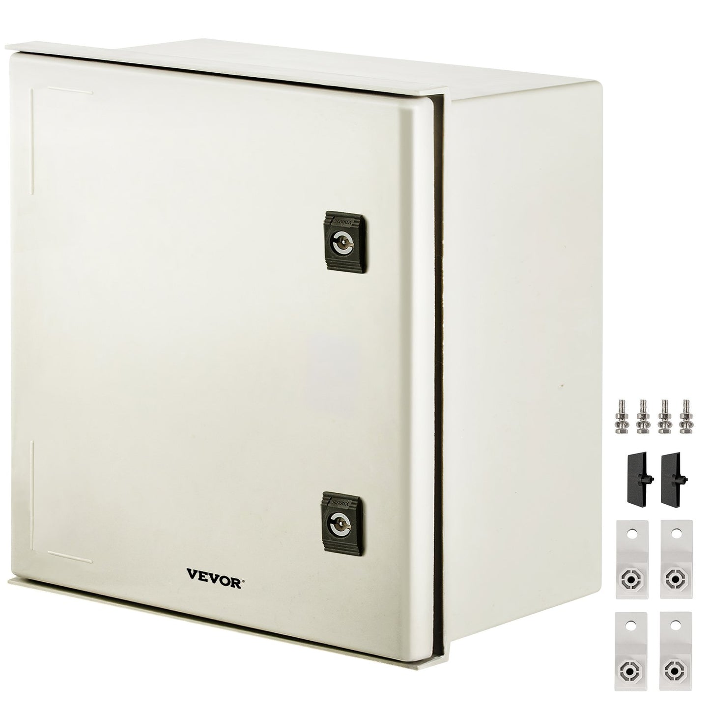 NEMA glasfiberkapsling, 16 x 16 x 8 i NEMA 4X eldosa i glasfiber, IP66 vattentät och dammtät, elektrisk kopplingsdosa utomhus/inomhus, med monteringsplatta (40 x 40 x 20 cm)