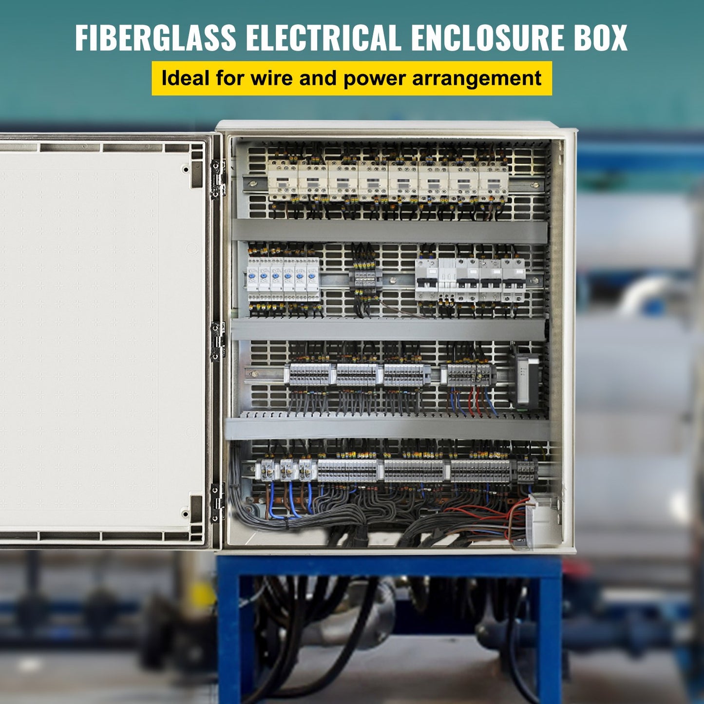 NEMA steel enclosure, 24 x 20 x 9\' NEMA 4X Fiberglass electrical box, IP66 waterproof and dustproof, outdoor/indoor junction box, with mounting plate (60 x 50 x 23 cm)
