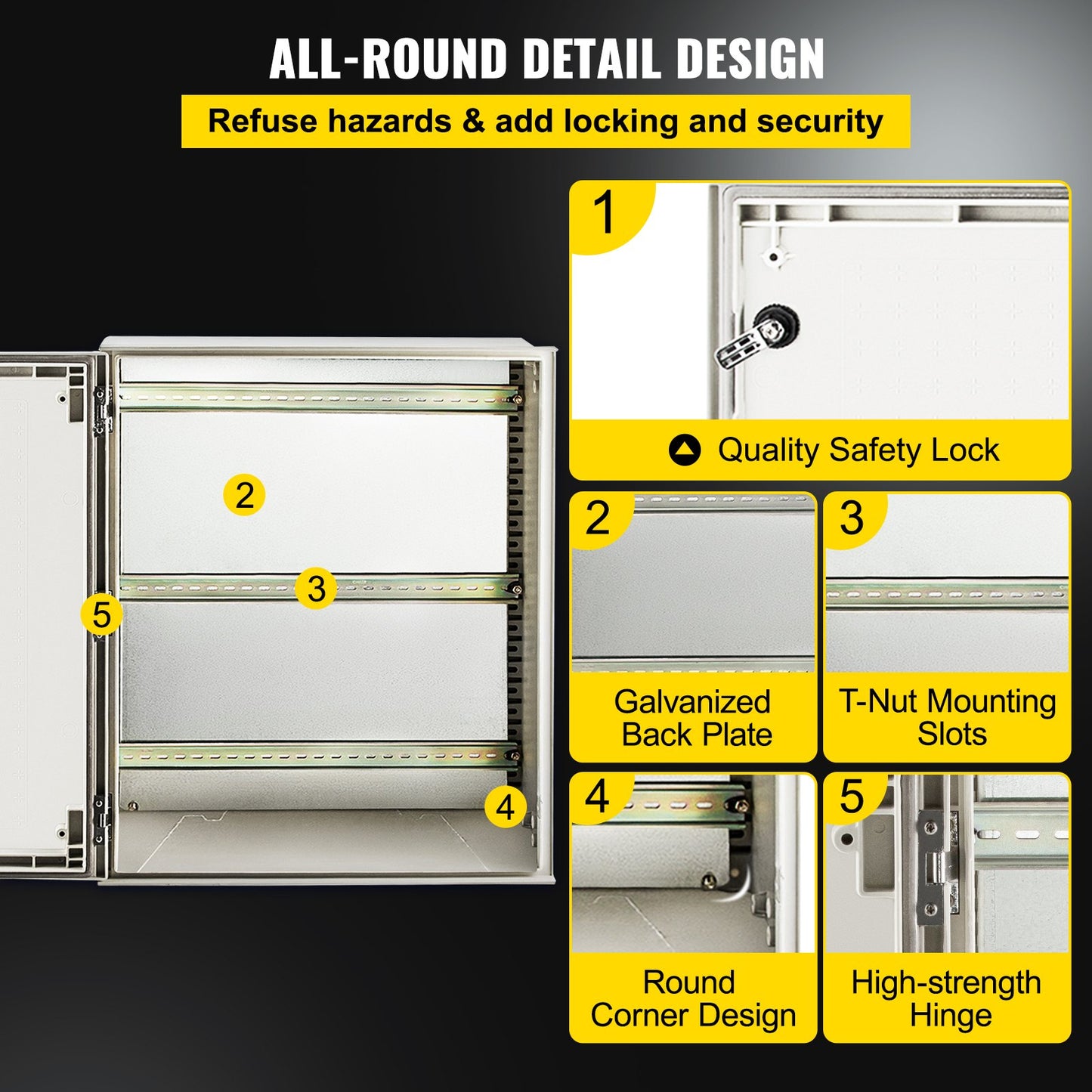 NEMA steel enclosure, 24 x 20 x 9\' NEMA 4X Fiberglass electrical box, IP66 waterproof and dustproof, outdoor/indoor junction box, with mounting plate (60 x 50 x 23 cm)