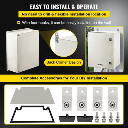 NEMA steel enclosure, 24 x 20 x 9\' NEMA 4X Fiberglass electrical box, IP66 waterproof and dustproof, outdoor/indoor junction box, with mounting plate (60 x 50 x 23 cm)
