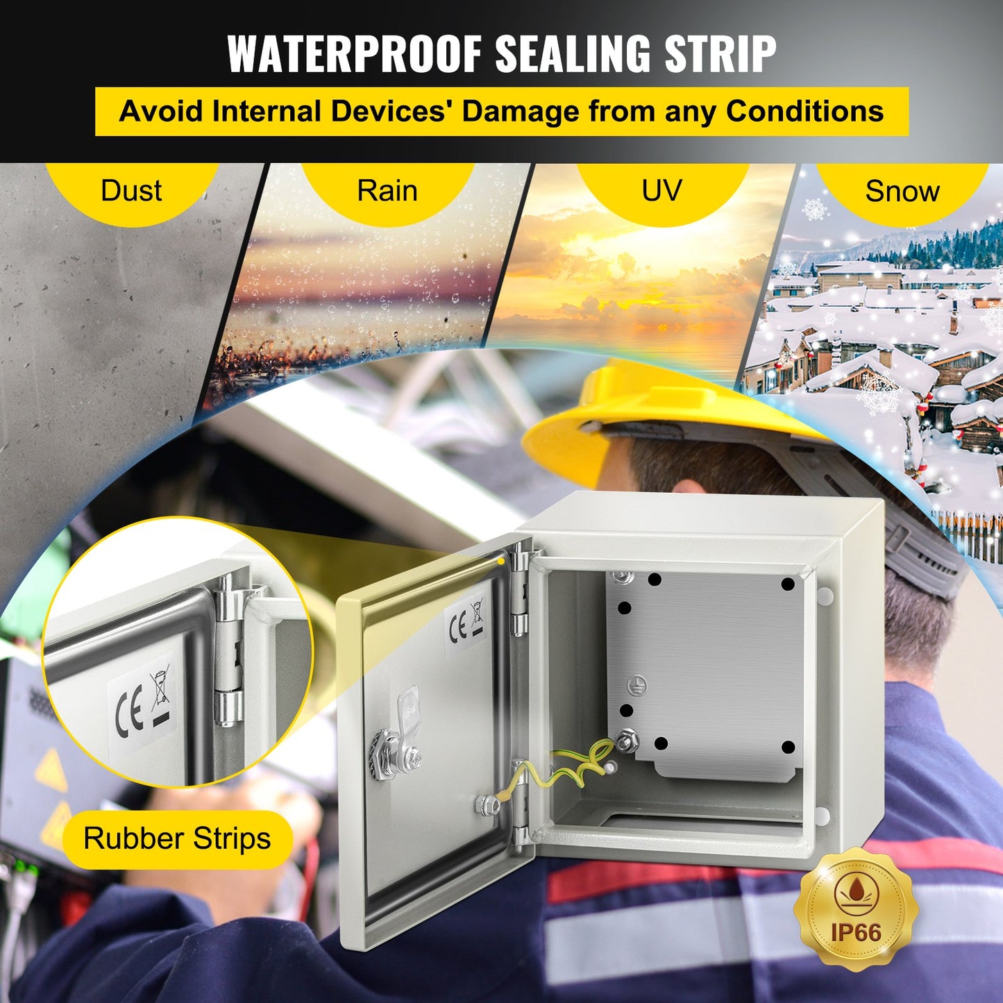 NEMA steel enclosure, 8 x 8 x 6\'\' NEMA 4X steel electrical box, IP66 waterproof and dustproof, outdoor/indoor junction box