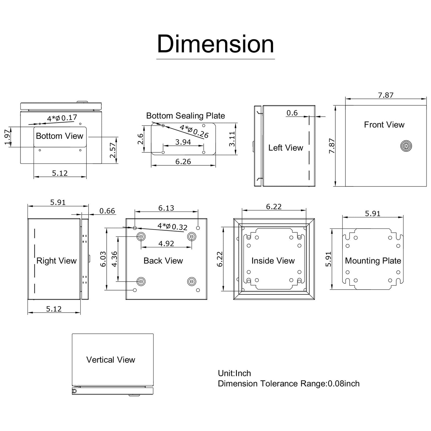 NEMA steel enclosure, 8 x 8 x 6\'\' NEMA 4X steel electrical box, IP66 waterproof and dustproof, outdoor/indoor junction box
