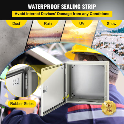 NEMA steel enclosure, 16 x 16 x 6\'\' NEMA 4X Steel electrical box, IP66 waterproof and dustproof, outdoor/indoor junction box, with mounting plate