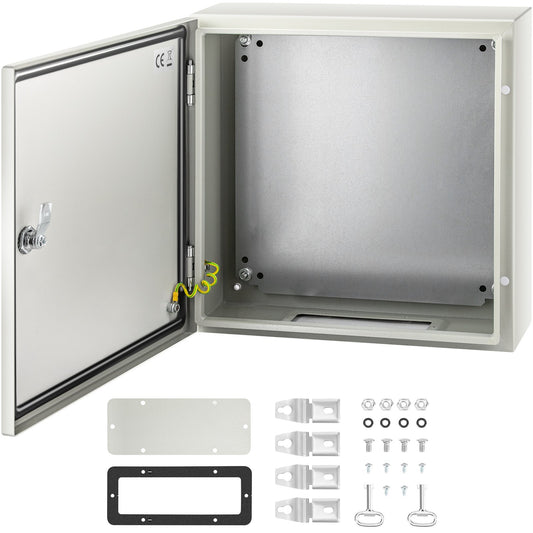 NEMA-Stahlgehäuse, 16 x 16 x 6 Zoll NEMA 4X Stahl-Schaltkasten, IP66 wasser- und staubdicht, Außen-/Innen-Anschlusskasten, mit Montageplatte