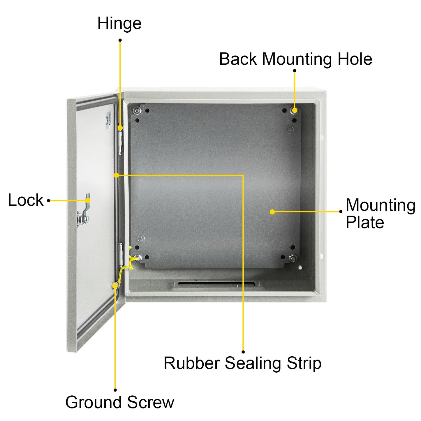 NEMA steel enclosure, 16 x 16 x 6\'\' NEMA 4X Steel electrical box, IP66 waterproof and dustproof, outdoor/indoor junction box, with mounting plate
