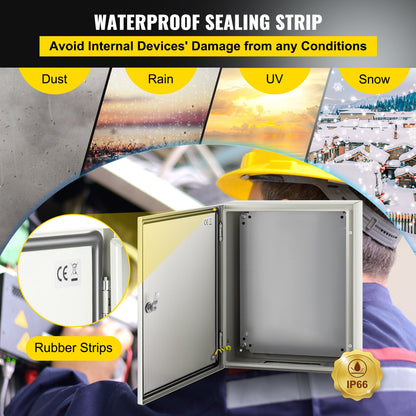 NEMA steel enclosure, 20 x 16 x 6\'\' NEMA 4X steel electrical box, IP66 waterproof and dustproof, outdoor/indoor electrical junction box, with mounting plate