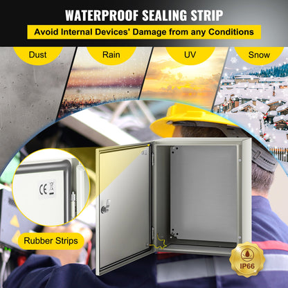 NEMA steel enclosure, 20 x 16 x 8\'\' NEMA 4X Steel electrical box, IP66 waterproof and dustproof, outdoor/indoor junction box, with mounting plate