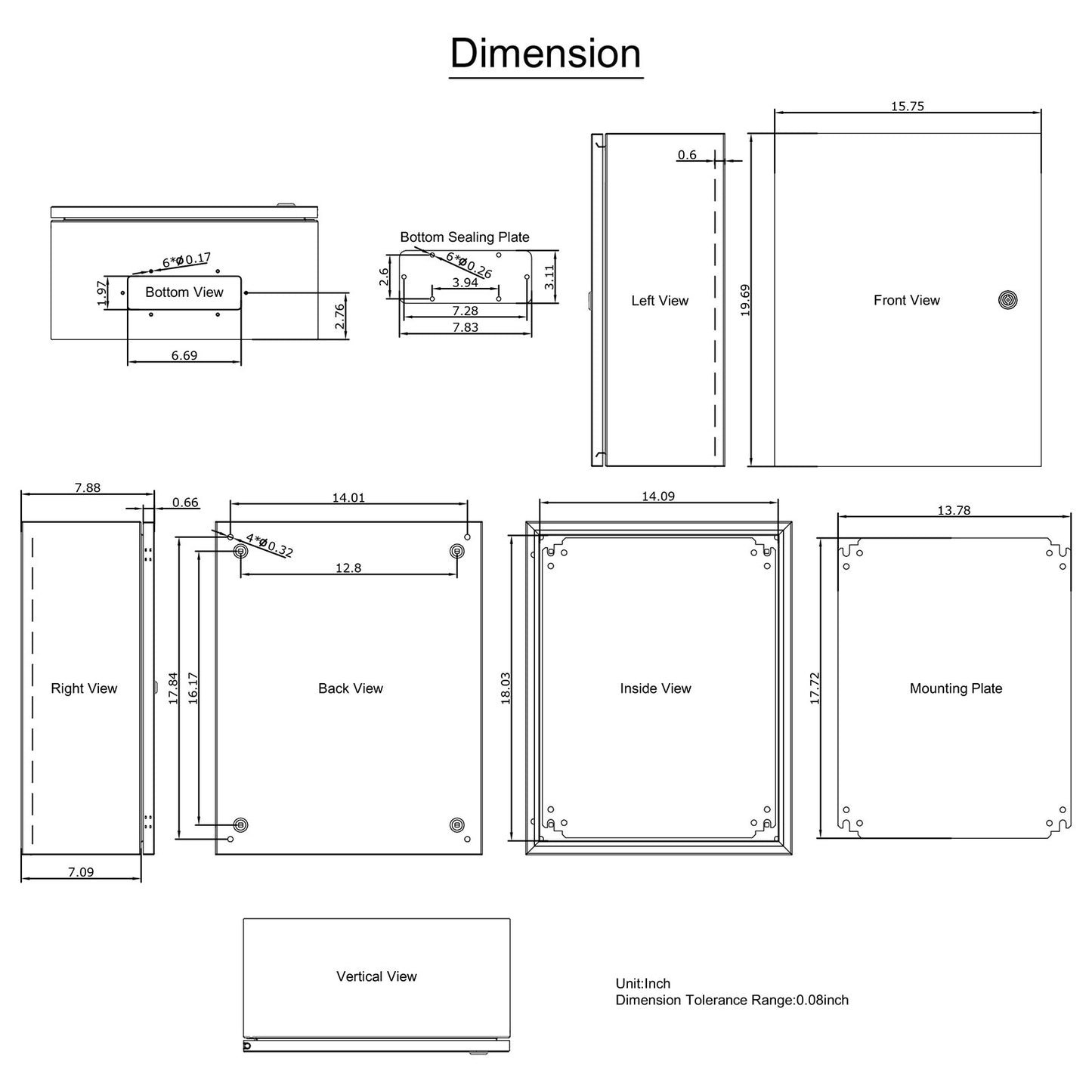 NEMA steel enclosure, 20 x 16 x 8\'\' NEMA 4X Steel electrical box, IP66 waterproof and dustproof, outdoor/indoor junction box, with mounting plate