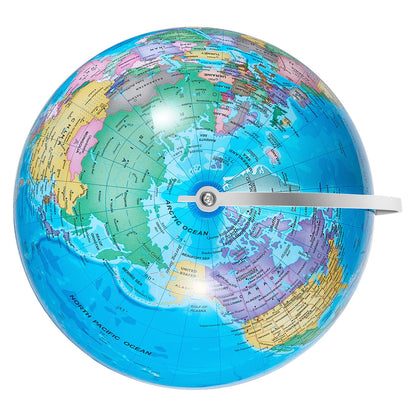 Rotating World Globe med stativ, 8 tum/203,2 mm, pedagogisk geografisk jordklot med exakt tidszon ABS-material, 360° snurrande klot för barn Barn som lär sig klassrumsgeografiutbildning (Kartspråk: engelska)