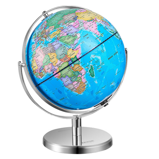 Illuminated World Globe med stativ 13in/330,2mm Educational 720° Spinning (Kartspråk: engelska)
