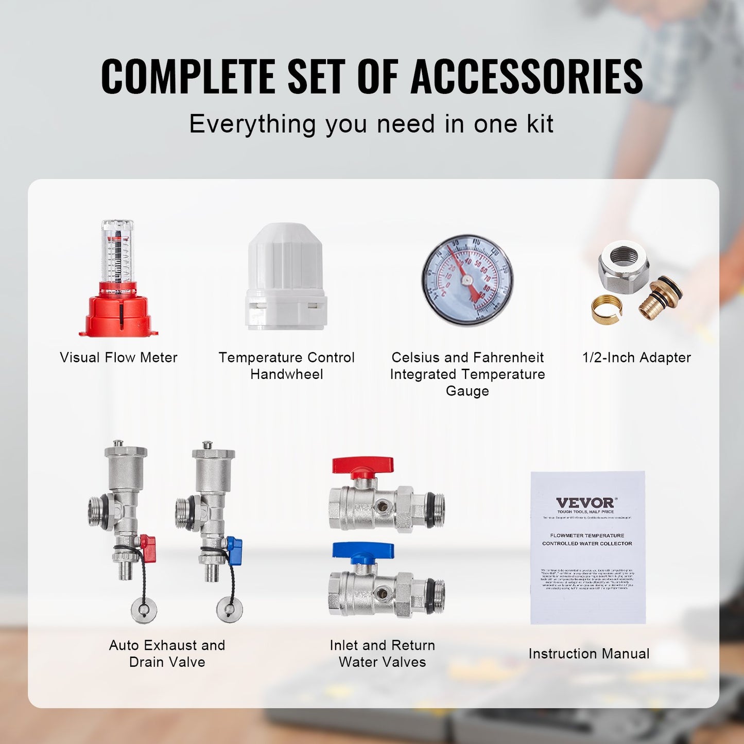 8-Abzweig-Flächenheizungsverteiler 1/2" PEX-Rohr Fußbodenheizungsverteiler