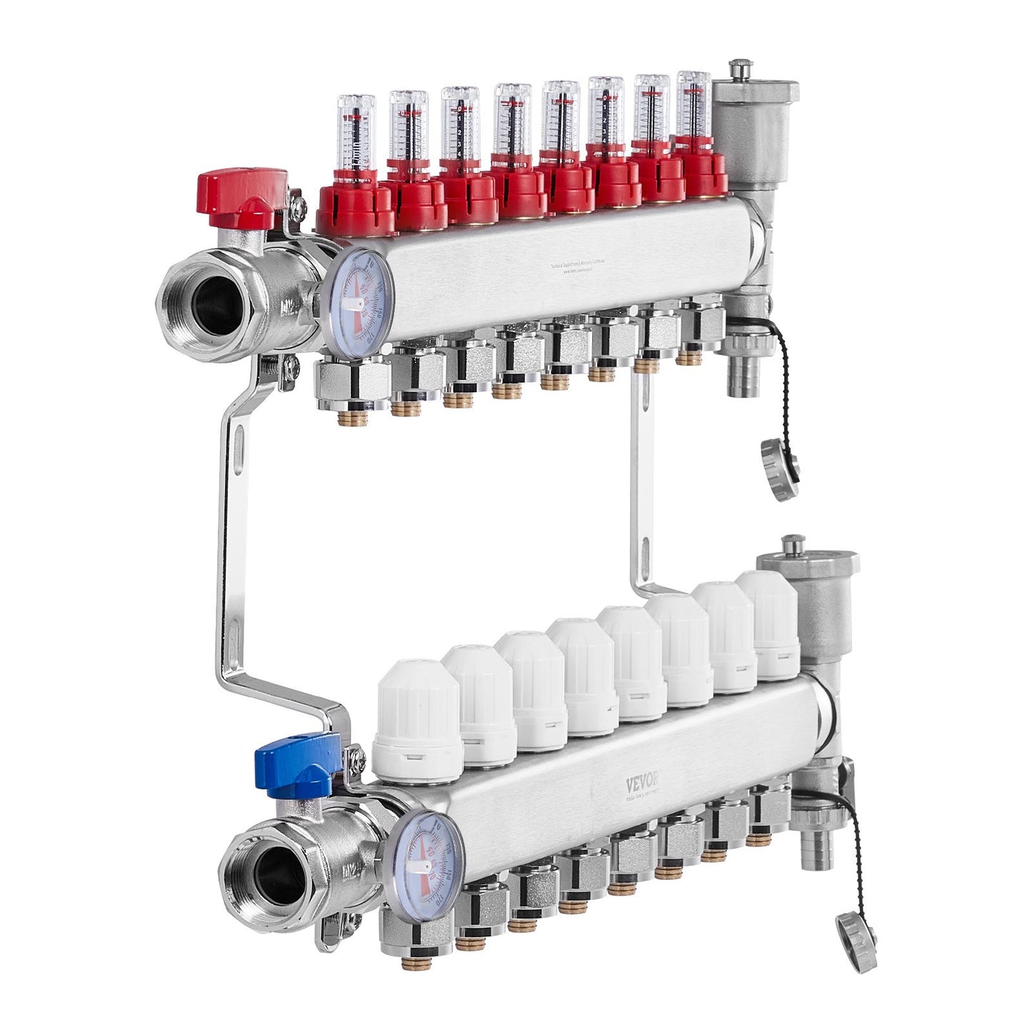 8-Abzweig-Flächenheizungsverteiler 1/2" PEX-Rohr Fußbodenheizungsverteiler