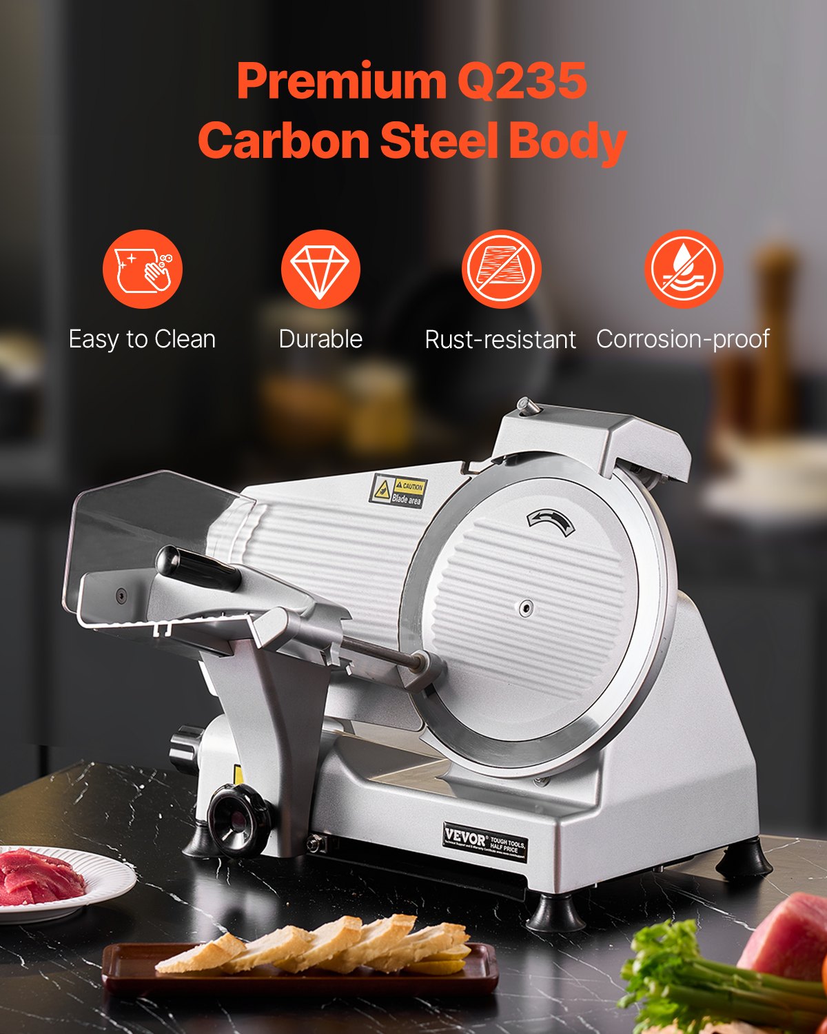 Meat Slicer 180W 10 Inch Electric Deli Food Slicer for Meat Bread Cheese