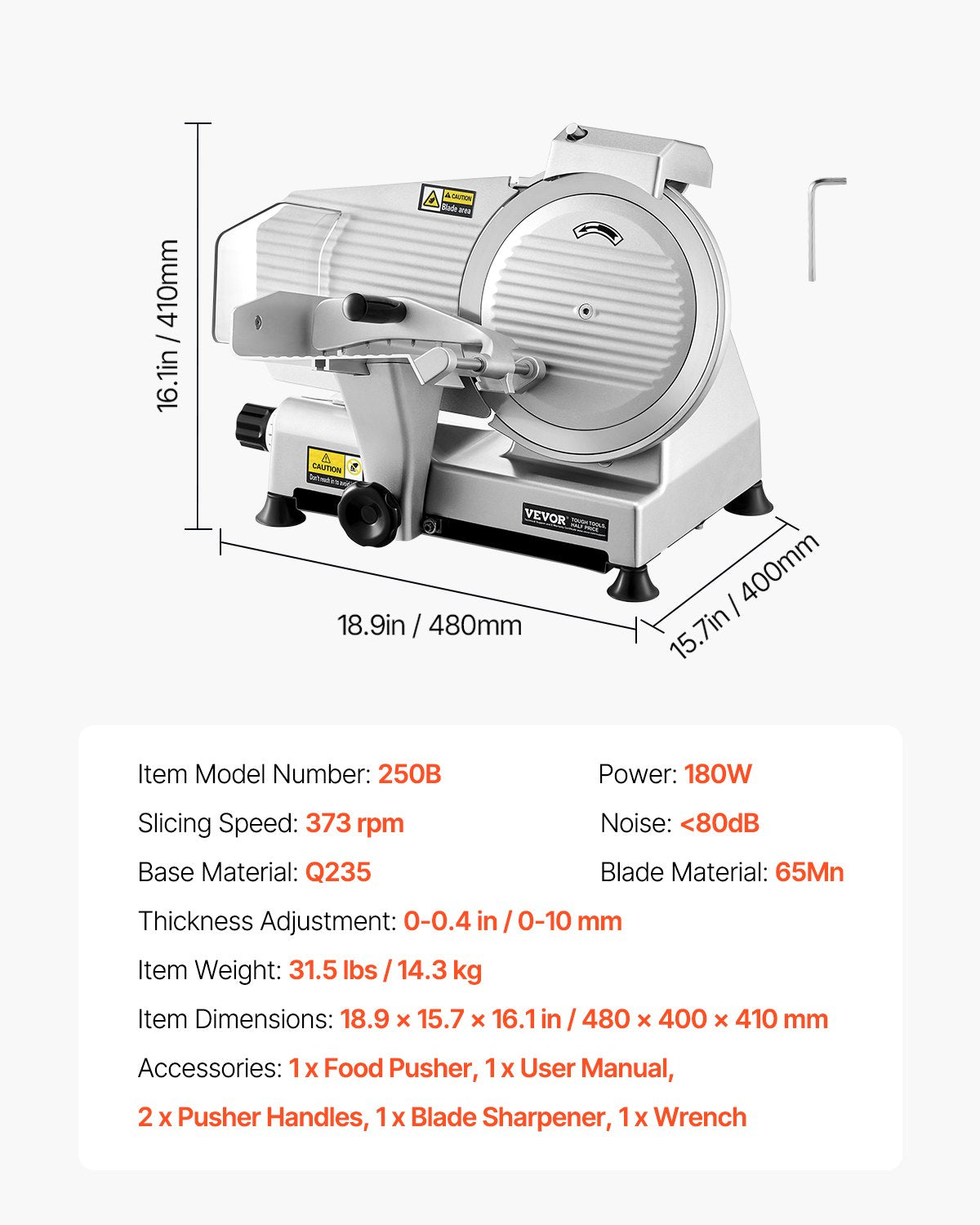 Meat Slicer 180W 10 Inch Electric Deli Food Slicer for Meat Bread Cheese