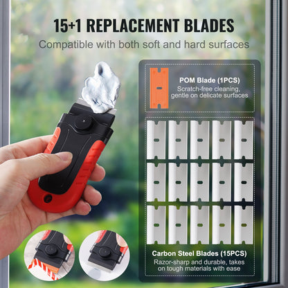 Razor Blade Scraper Locking Scraper Tool 15 Extra Blades with Safety Cap
