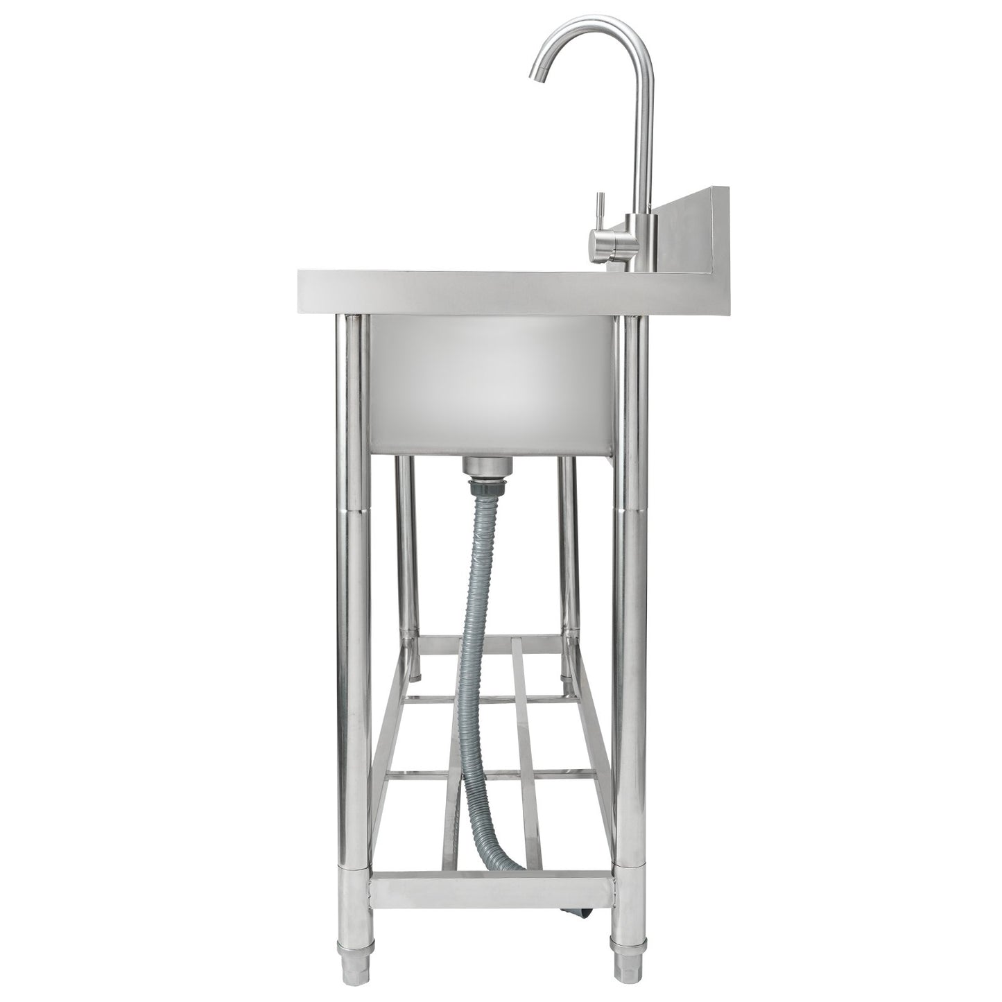 Stainless Steel Sink, Freestanding Single Bowl Commercial Sink Set with Worktop, 39.4 x 19.1 x 37.4 in Commercial Sinks for Garage, Restaurant, Laundry, NSF Certified