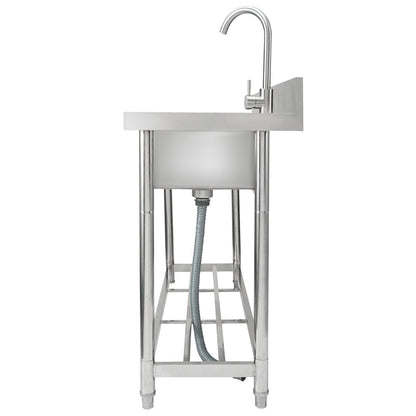Stainless Steel Sink, Freestanding Single Bowl Commercial Sink Set with Worktop, 39.4 x 19.1 x 37.4 in Commercial Sinks for Garage, Restaurant, Laundry, NSF Certified