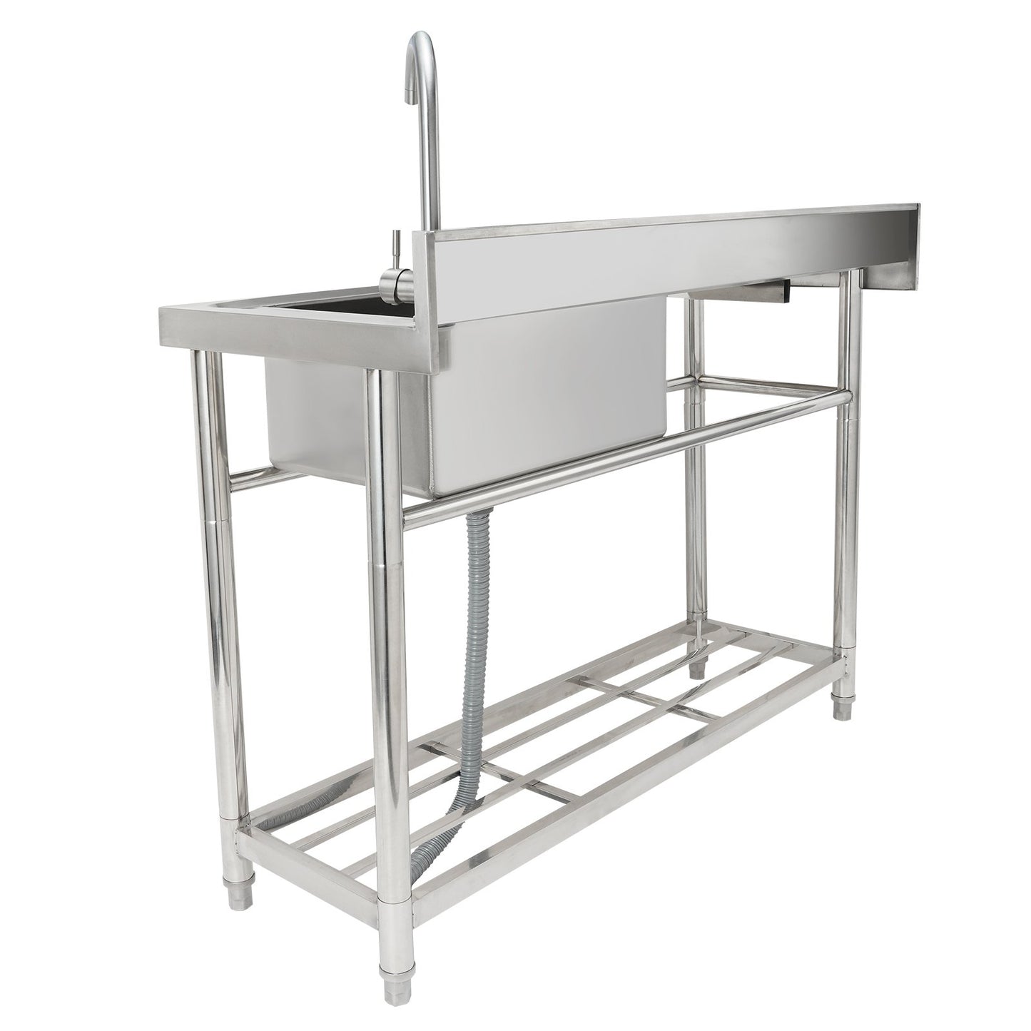 Stainless Steel Sink, Freestanding Single Bowl Commercial Sink Set with Worktop, 39.4 x 19.1 x 37.4 in Commercial Sinks for Garage, Restaurant, Laundry, NSF Certified