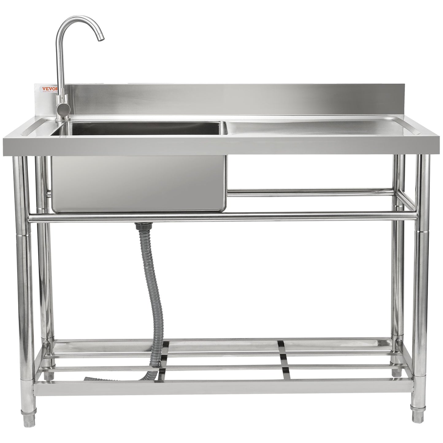 Rostfritt stål handfat, 1 fack fristående liten diskho m/arbetsbänk kran och ben, 39,4 x 19,1 x 37,4 i kommersiella diskbänkar för garage, restaurang, tvätt, NSF-certifierad