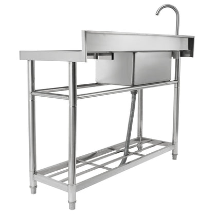 Rostfritt stål handfat, 1 fack fristående liten diskho m/arbetsbänk kran och ben, 39,4 x 19,1 x 37,4 i kommersiella diskbänkar för garage, restaurang, tvätt, NSF-certifierad
